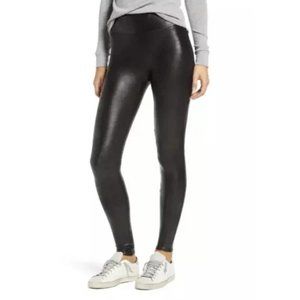 Spanx Black Faux Leather High Rise Leggings Womens Medium